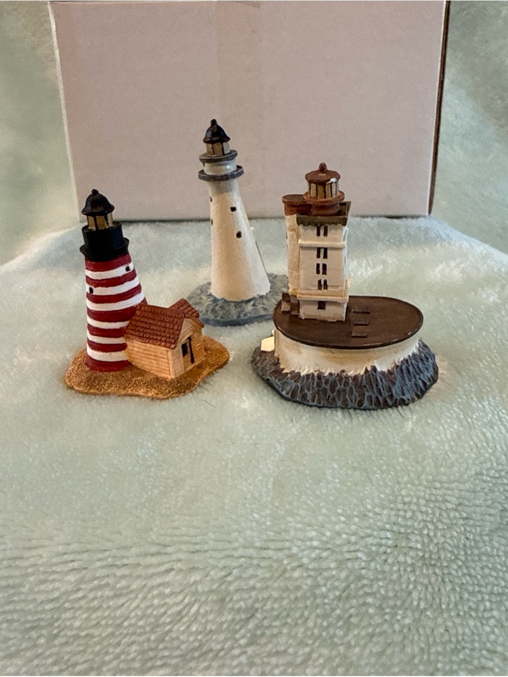 New Lenox Miniature Light Houses Set of 3 W QUODDY Head * MINOTS Ledge * Georges
